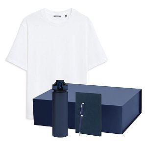 Набор с одеждой Раст Нео (Rust Neo) (футболка, бутылка, ежедневник, ручка), белый/синий, XS/S