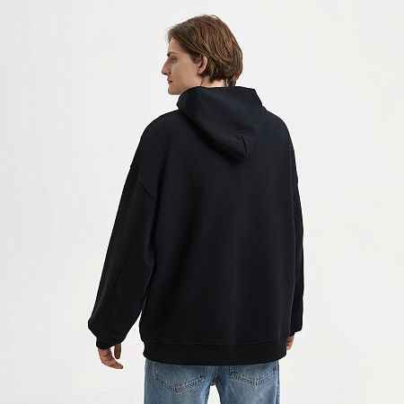 Худи оверсайз унисекс Фьюжн (Fusion), черный, размер XS/S