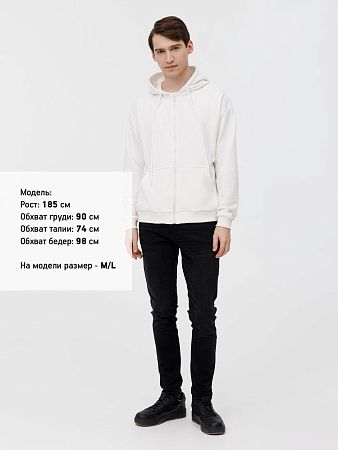 Толстовка унисекс оверсайз на молнии Zippy Terry, белая, размер XS/S
