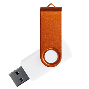 Флеш накопитель USB 2.0 Twister Сolor Mix 16GB, пластик Софт Тач/металл, белый/оранжевый