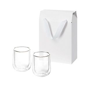 Подарочный набор 2 стеклянных стакана Лунго (Lungo) в коробке-пакете