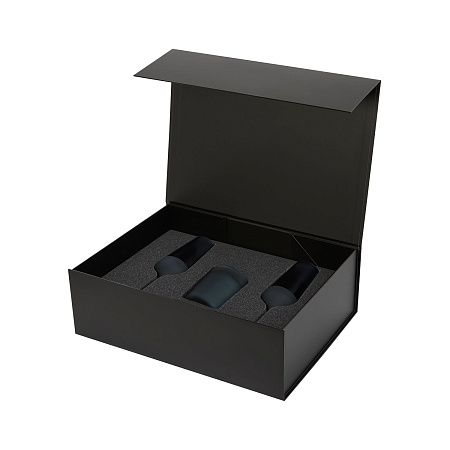 Подарочный набор свеча Энигма (Enigma) + 2 бокала для шампанского Сапфир (Sapphire) в синей коробке