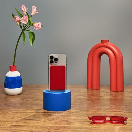 Внешний аккумулятор Ларго PD (Largo PD) 5000mAh с функцией беспроводной зарядки 15W, красный