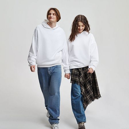 Худи оверсайз унисекс Фьюжн (Fusion), белый