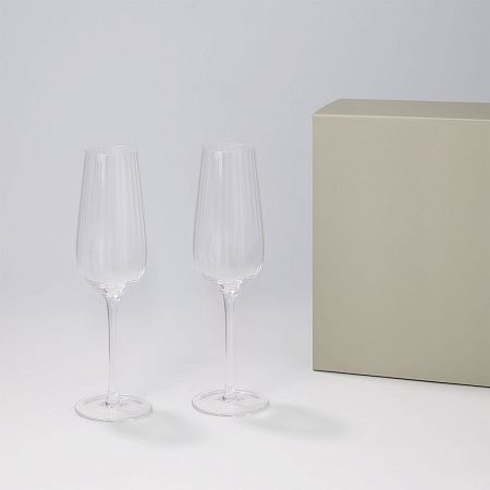 Подарочный набор 2 бокала для шампанского Бланш (Blanche) в серой коробке