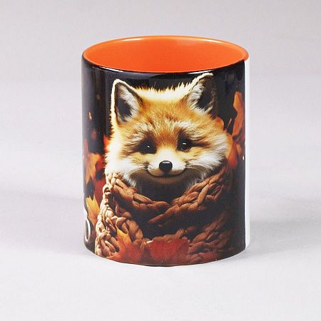 Кружка для сублимации, 330 мл, d=82 мм, стандарт А, белая, оранжевая внутри, оранжевая ручка