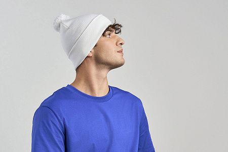 Шапка вязаная  двойная Wind-S с помпоном