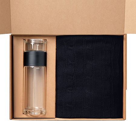 Подарочный набор Терсо (Terso), Фадо (Fado), синий (плед, термобутылка)