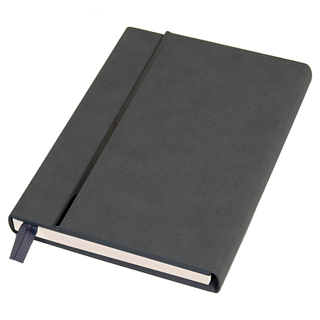 Ежедневник Alfa Bird line Nuba A5, темно-серый,  недатированный, в твердой обложке с магнитным клапаном и металлическим элементом, с тисненными линиями