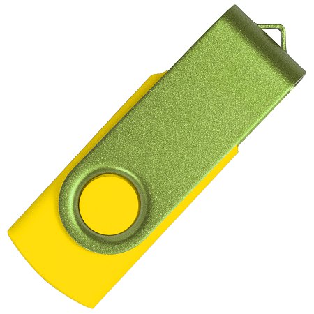 Флеш накопитель USB 2.0 Twister Сolor Mix 16GB, пластик Софт Тач/металл, желтый/светло-зеленый