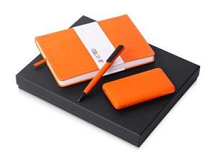 Подарочный набор «COLOR IT» c блокнотом, ручкой и повербанком, 10000 mAh, цвет: оранжевый