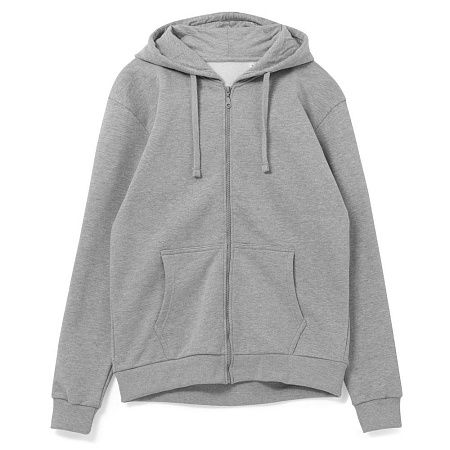 Толстовка на молнии с капюшоном Unit Siverga, серый меланж, размер XS