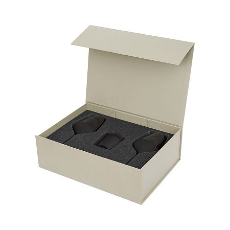 Подарочный набор свеча Энигма (Enigma) + 2 бокала для вина Блэк Эдишн (Black Edition) в серой коробке