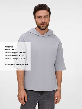 Футболка оверсайз унисекс с капюшоном Neofit, светло-серая, размер XS/S