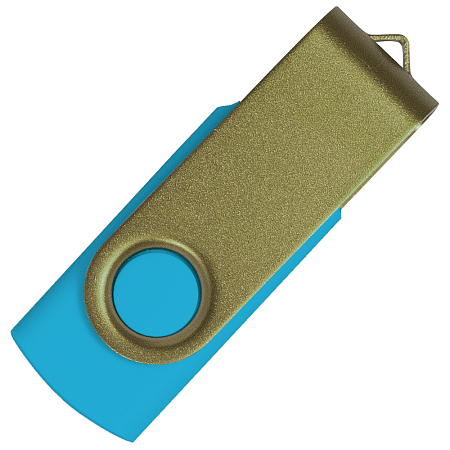Флеш накопитель USB 2.0 Twister Сolor Mix 16GB, пластик Софт Тач/металл, голубой/оливковый