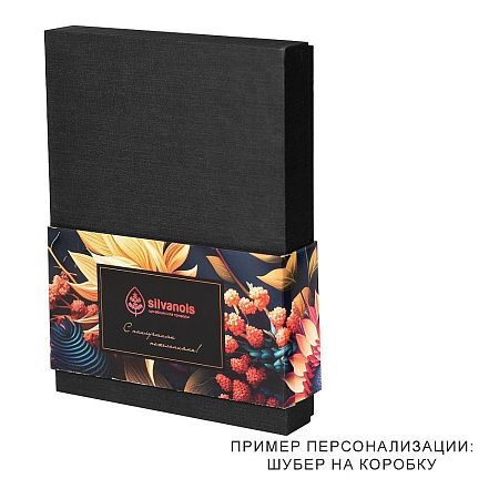 Коробка подарочная, размер 24*17,5*3 см, Solution Superior Linen, черная, бежевый ложемент под индивидуальную вырубку