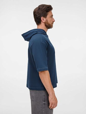 Футболка оверсайз унисекс с капюшоном Neofit, темно-синяя, размер XS/S
