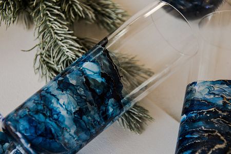 Подарочный набор «Акварель»: бокалы ручной работы 2 шт., открытка