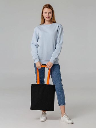 Холщовая сумка BrighTone, черная с красными ручками