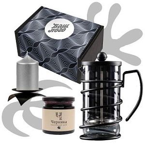 Подарочный набор «Бесконечность»: френч-пресс, подсвечник, свеча, джем