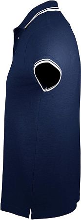 Рубашка поло мужская Pasadena Men 200 с контрастной отделкой, темно-синяя с белым, размер S