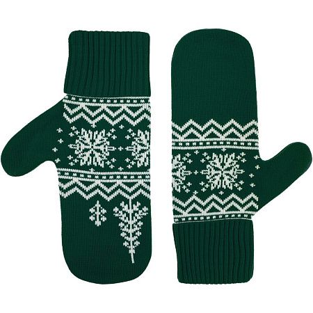 Варежки Elnik, зеленые с молочно-белым, размер L/XL