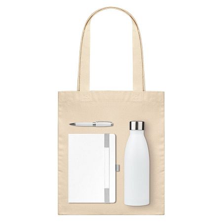 Подарочный набор Гэлакси (Galaxy), белый (ежедневник, ручка, термобутылка, шоппер)