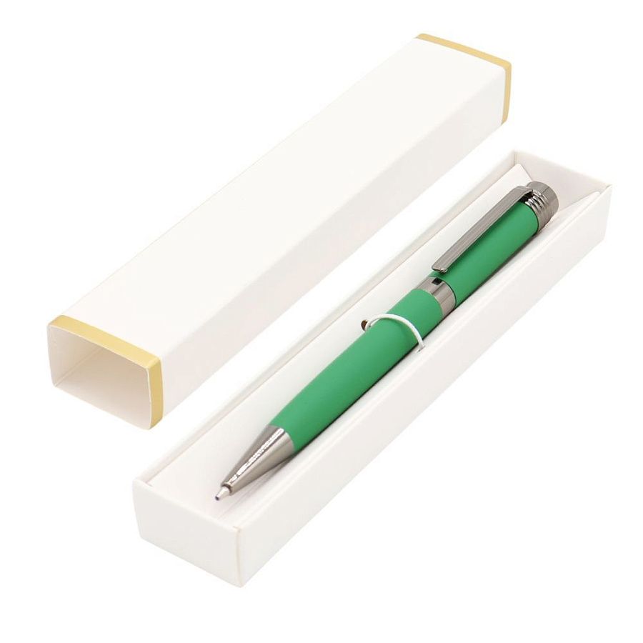 Ручка Senator в коробке Cradle белой с позолотой, зелёная