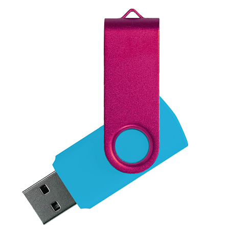 Флеш накопитель USB 2.0 Twister Сolor Mix 16GB, пластик Софт Тач/металл, голубой/розовый