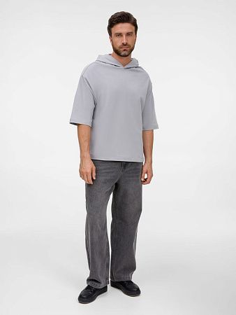 Футболка оверсайз унисекс с капюшоном Neofit, светло-серая, размер XS/S