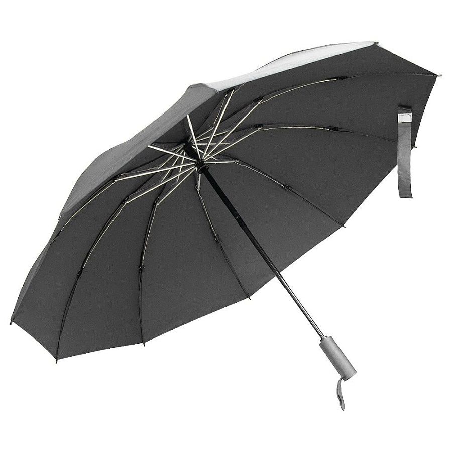 Зонт складной автоматический обратного сложения Forest Liverpool Reverse Safeclosing, серый