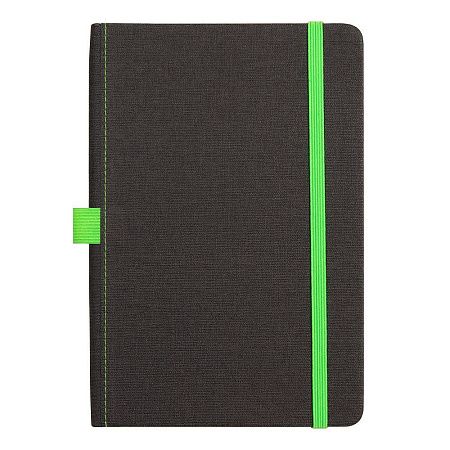 Блокнот Forest  Alfa Orion Rosewood А5, недатированный, в твердой обложке, темно-серый с зеленой резинкой и петлей для ручки
