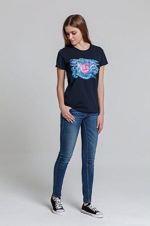 Футболка женская «Ван-Пиг», синяя, размер S