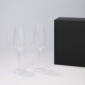 Подарочный набор 2 бокала для шампанского Бланш (Blanche) в черной коробке