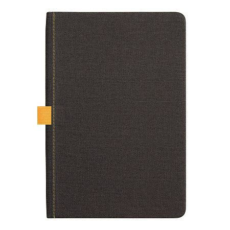 Блокнот Forest  Alfa Orion Rosewood А5, недатированный, в твердой обложке, темно-серый с желтой  резинкой и петлей для ручки