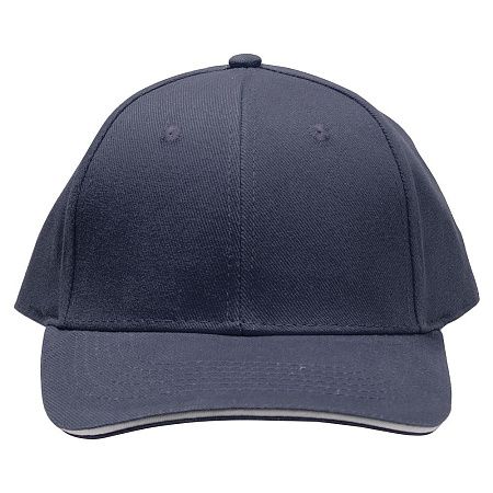 Кепка 6-панельная Oxford 300, c белым сендвичем, темно-синяя