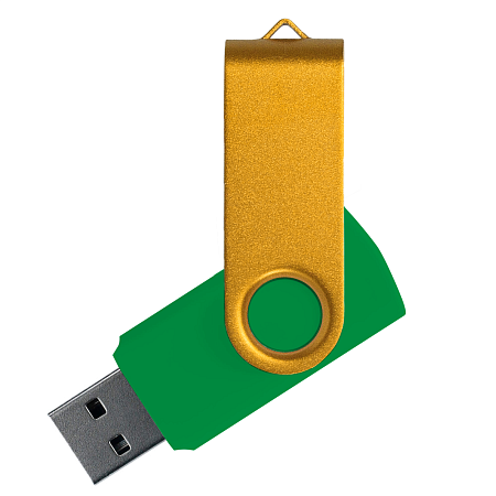 Флеш накопитель USB 2.0 Twister Сolor Mix 16GB, пластик Софт Тач/металл, зеленый/желтый