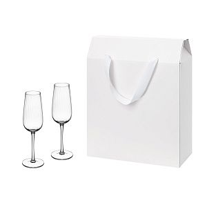 Подарочный набор 2 бокала для шампанского Бланш (Blanche) в большом подарочном пакете