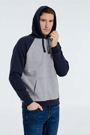 Толстовка унисекс Seattle, серый меланж с темно-синим, размер XL