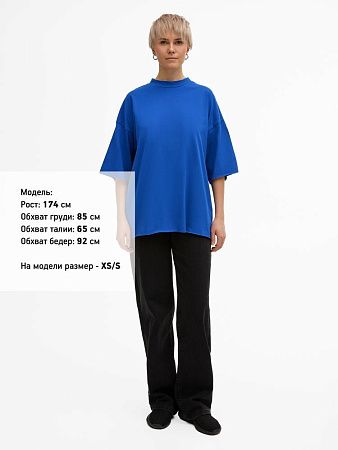Футболка унисекс оверсайз T1, синяя, размер XS/S
