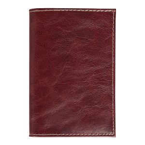 Обложка для автодокументов Leather Sky Matt Sun из натуральной кожи, бордовая с белой прострочкой