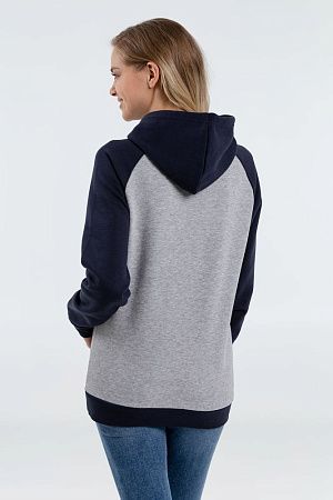 Толстовка унисекс Seattle, серый меланж с темно-синим, размер XL