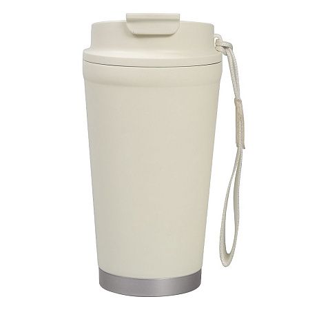 Термокружка Alba металлическая, 410 мл, кремовая с серебром