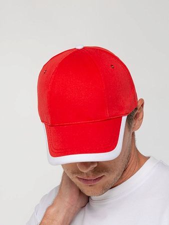 Бейсболка Honor, красная с белым кантом