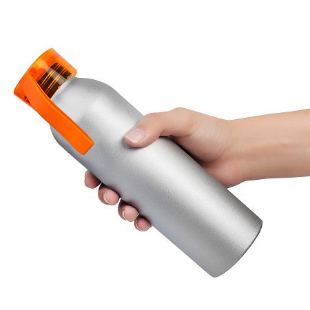 Бутылка для воды VIKING SILVER 650мл. Серебристая с оранжевой крышкой 6141.05