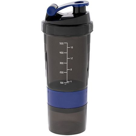 Спортивный шейкер с контейнером Tonus, черно-синий