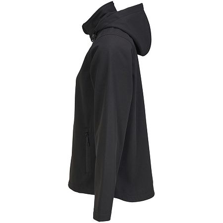 Куртка софтшелл с капюшоном женская Race Women, черная, размер S