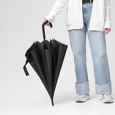 Зонт-трость Квантум (Quantum), черный/фиолетовый