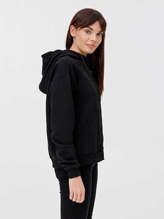 Толстовка унисекс оверсайз на молнии Zippy Terry, черная, размер XS/S