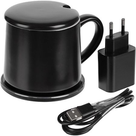 Кружка с подогревом и беспроводной зарядкой dualBase ver. 2.0 Matt, черная